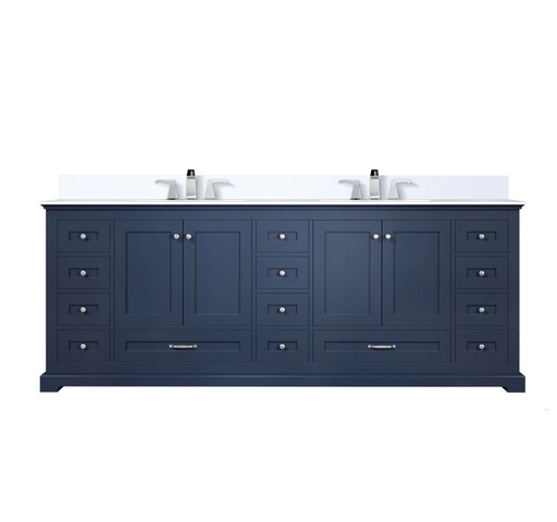 [LVD84DE301] Dukes 84 in. W x 22 in. D Navy Blue Double Bath Vanity, Cultured Marble Top, and Faucet Set