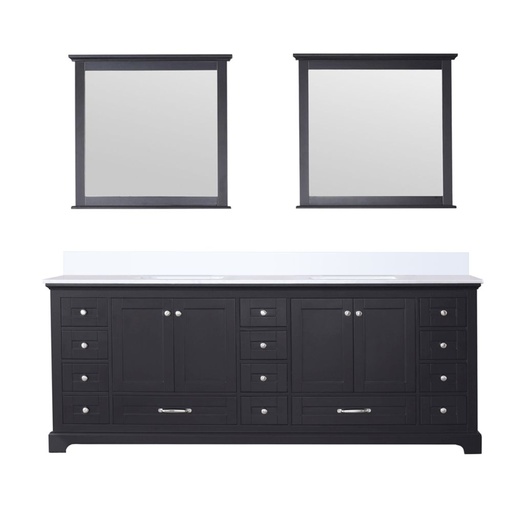 [LVD84DG310] Dukes 84 in. W x 22 in. D Espresso Double Bath Vanity, Cultured Marble Top, and 34 in. Mirrors