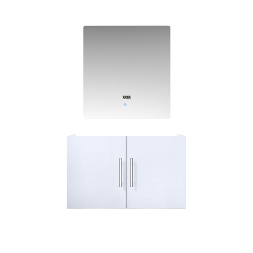 [LVG30SM010] Geneva 30 in. W x 22 in. D Glossy White Bath Vanity and 30 in. LED Mirror