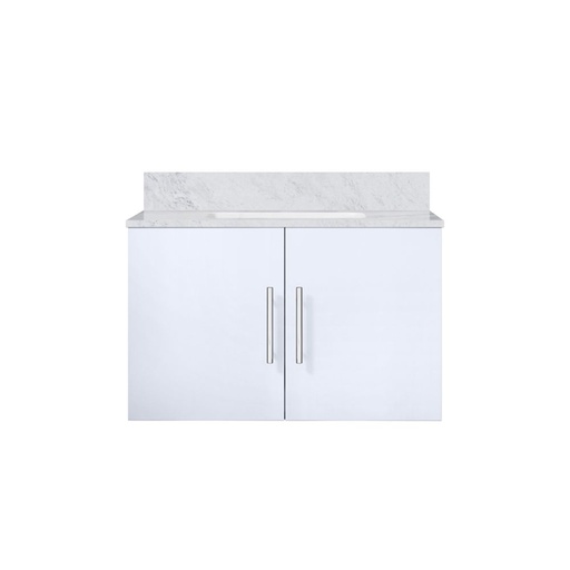[LVG30SM100] Geneva 30 in. W x 22 in. D Glossy White Bath Vanity and Carrara Marble Top