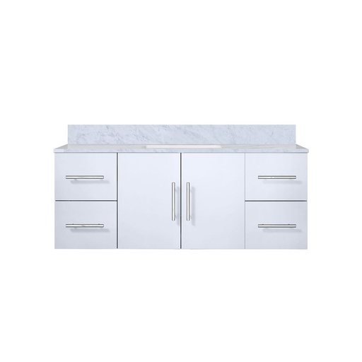 [LVG48SM100] Geneva 48 in. W x 22 in. D Glossy White Bath Vanity and Carrara Marble Top