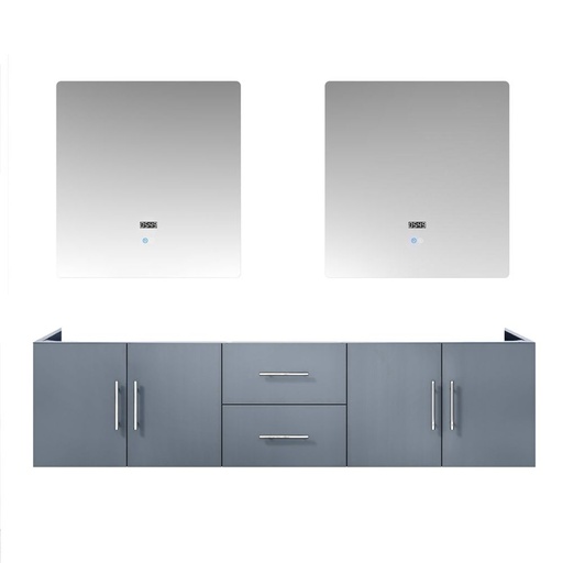 [LVG72DB010] Geneva 72 in. W x 22 in. D Dark Grey Double Bath Vanity and 30 in. LED Mirrors