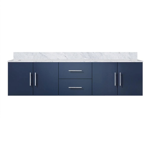 [LVG72DE100] Geneva 72 in. W x 22 in. D Navy Blue Double Bath Vanity and Carrara Marble Top