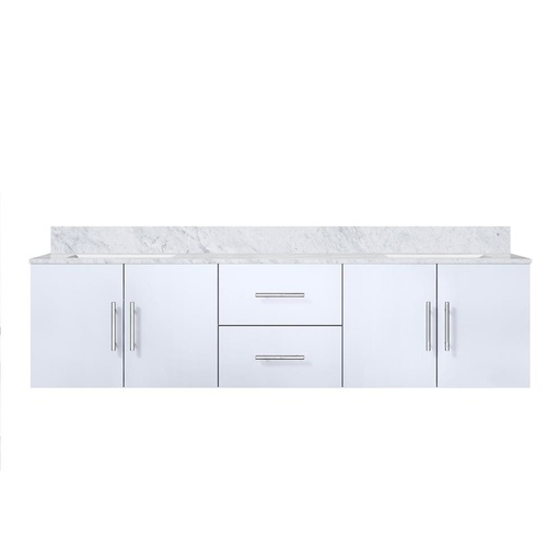 [LVG72DM100] Geneva 72 in. W x 22 in. D Glossy White Double Bath Vanity and Carrara Marble Top