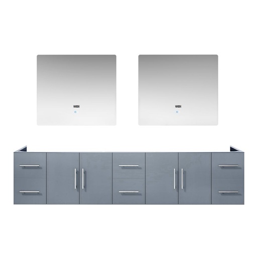 [LVG84DB010] Geneva 84 in. W x 22 in. D Dark Grey Double Bath Vanity and 36 in. LED Mirrors