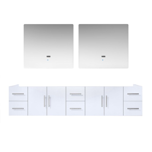 [LVG84DM010] Geneva 84 in. W x 22 in. D Glossy White Double Bath Vanity and 36 in. LED Mirrors