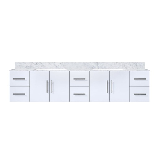 [LVG84DM100] Geneva 84 in. W x 22 in. D Glossy White Double Bath Vanity and Carrara Marble Top