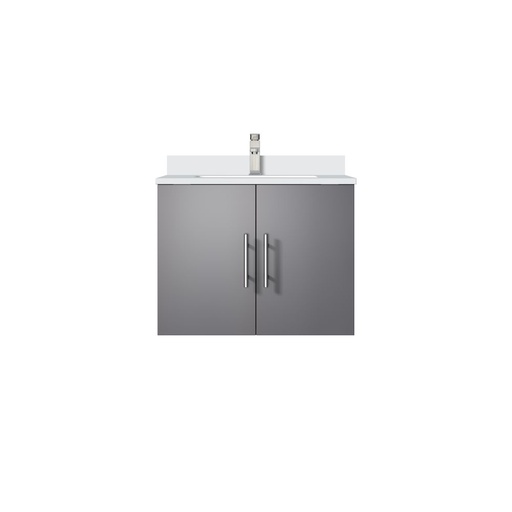 [LVG24SB201] Geneva 24 in. W x 22 in. D Dark Grey Bath Vanity, White Quartz Top, and Faucet Set