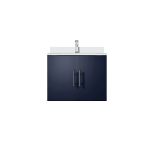 [LVG24SE201] Geneva 24 in. W x 22 in. D Navy Blue Bath Vanity, White Quartz Top, and Faucet Set