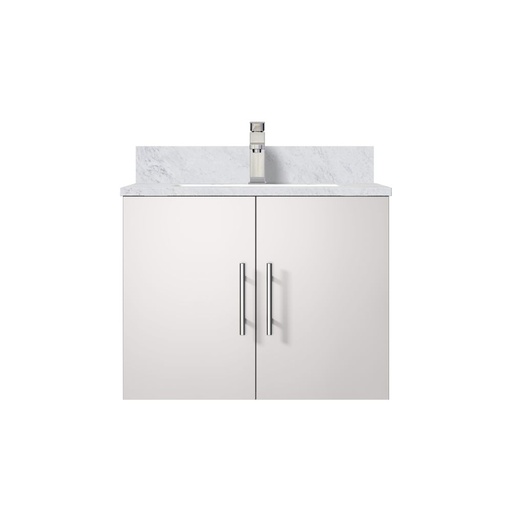 [LVG24SM101] Geneva 24 in. W x 22 in. D Glossy White Bath Vanity, Carrara Marble Top, and Faucet Set