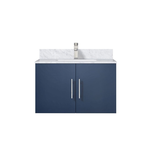 [LVG30SE101] Geneva 30 in. W x 22 in. D Navy Blue Bath Vanity, Carrara Marble Top, and Faucet Set
