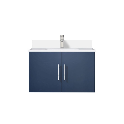 [LVG30SE201] Geneva 30 in. W x 22 in. D Navy Blue Bath Vanity, White Quartz Top, and Faucet Set