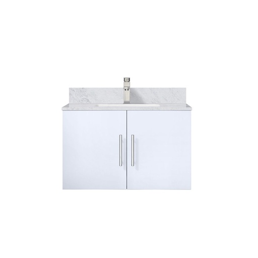 [LVG30SM101] Geneva 30 in. W x 22 in. D Glossy White Bath Vanity, Carrara Marble Top, and Faucet Set