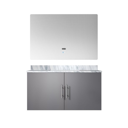 [LVG36SB110] Geneva 36 in. W x 22 in. D Dark Grey Bath Vanity, Carrara Marble Top, and 36 in. LED Mirror