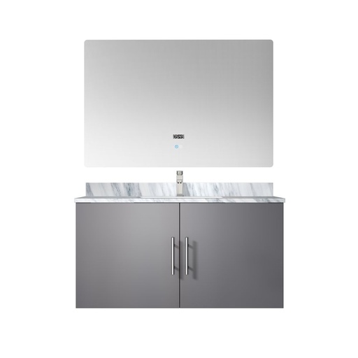 [LVG36SB111] Geneva 36 in. W x 22 in. D Dark Grey Bath Vanity, Carrara Marble Top, Faucet Set, and 36 in. LED Mirror