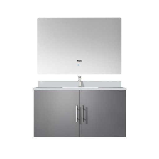 [LVG36SB311] Geneva 36 in. W x 22 in. D Dark Grey Bath Vanity, Cultured Marble Top, Faucet Set, and 36 in. LED Mirror