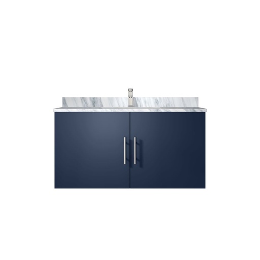 [LVG36SE101] Geneva 36 in. W x 22 in. D Navy Blue Bath Vanity, Carrara Marble Top, and Faucet Set