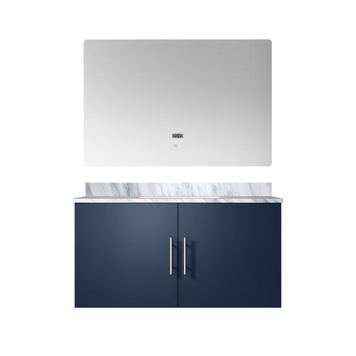 [LVG36SE110] Geneva 36 in. W x 22 in. D Navy Blue Bath Vanity, Carrara Marble Top, and 36 in. LED Mirror
