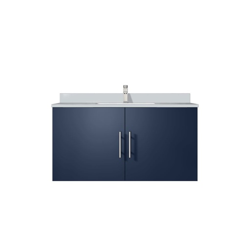 [LVG36SE201] Geneva 36 in. W x 22 in. D Navy Blue Bath Vanity, White Quartz Top, and Faucet Set
