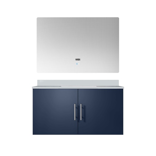 [LVG36SE310] Geneva 36 in. W x 22 in. D Navy Blue Bath Vanity, Cultured Marble Top, and 36 in. LED Mirror