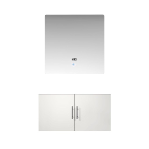 [LVG36SM010] Geneva 36 in. W x 22 in. D Glossy White Bath Vanity and 36 in. LED Mirror