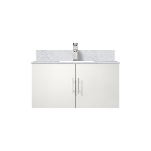 [LVG36SM101] Geneva 36 in. W x 22 in. D Glossy White Bath Vanity, Carrara Marble Top, and Faucet Set