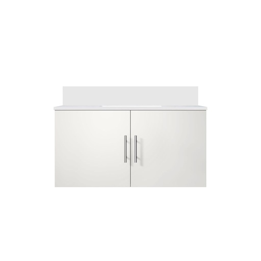 [LVG36SM200] Geneva 36 in. W x 22 in. D Glossy White Bath Vanity and White Quartz Top