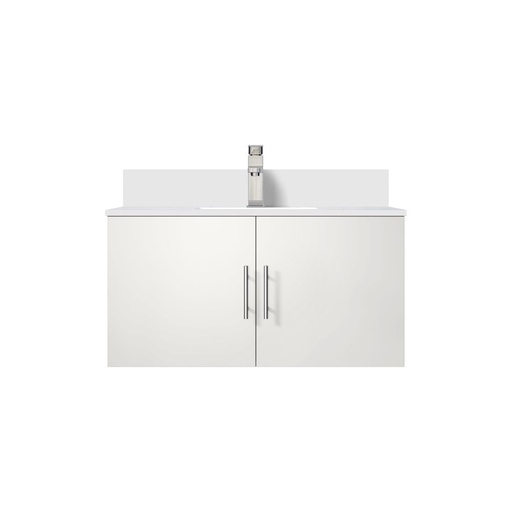 [LVG36SM301] Geneva 36 in. W x 22 in. D Glossy White Bath Vanity, Cultured Marble Top, and Faucet Set