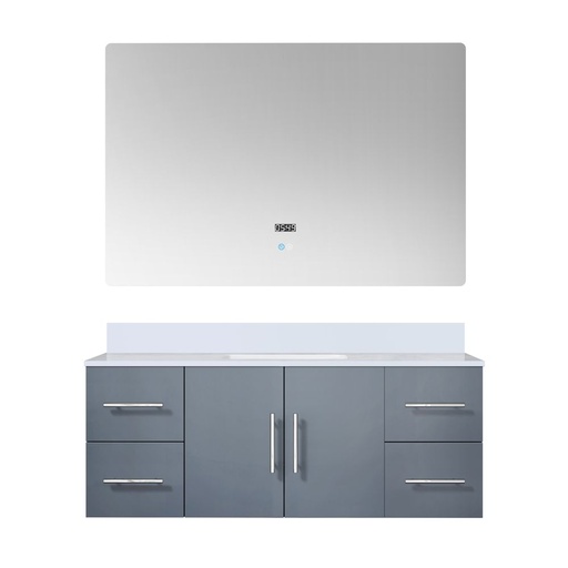[LVG48SB310] Geneva 48 in. W x 22 in. D Dark Grey Bath Vanity, Cultured Marble Top, and 48 in. LED Mirror
