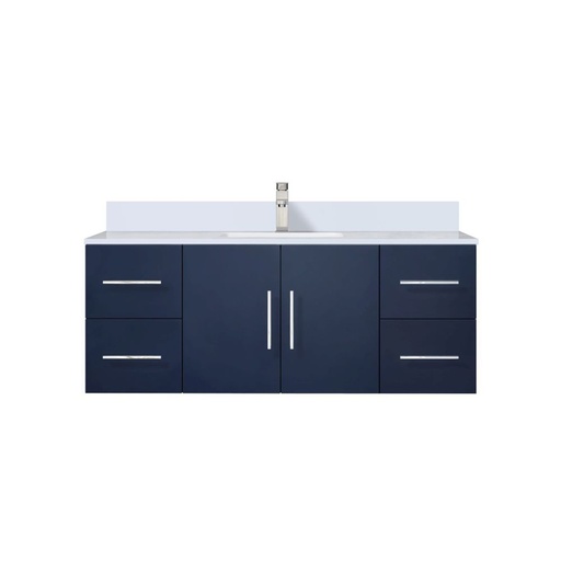 [LVG48SE201] Geneva 48 in. W x 22 in. D Navy Blue Bath Vanity, White Quartz Top, and Faucet Set