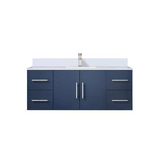 [LVG48SE301] Geneva 48 in. W x 22 in. D Navy Blue Bath Vanity, Cultured Marble Top, and Faucet Set
