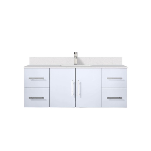 [LVG48SM301] Geneva 48 in. W x 22 in. D Glossy White Bath Vanity, Cultured Marble Top, and Faucet Set