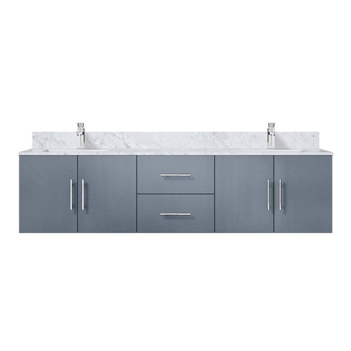 [LVG72DB101] Geneva 72 in. W x 22 in. D Dark Grey Double Bath Vanity, Carrara Marble Top, and Faucet Set