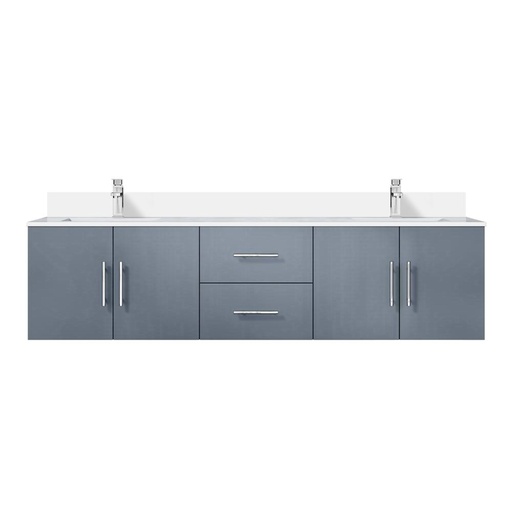 [LVG72DB301] Geneva 72 in. W x 22 in. D Dark Grey Double Bath Vanity, Cultured Marble Top, and Faucet Set