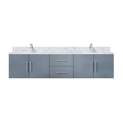 [LVG80DB101] Geneva 80 in. W x 22 in. D Dark Grey Double Bath Vanity, Carrara Marble Top, and Faucet Set