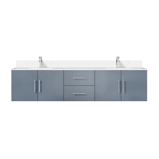 [LVG80DB201] Geneva 80 in. W x 22 in. D Dark Grey Double Bath Vanity, White Quartz Top, and Faucet Set