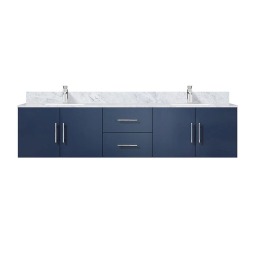 [LVG80DE101] Geneva 80 in. W x 22 in. D Navy Blue Double Bath Vanity, Carrara Marble Top, and Faucet Set