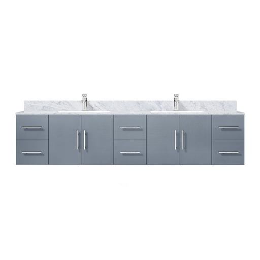 [LVG84DB101] Geneva 84 in. W x 22 in. D Dark Grey Double Bath Vanity, Carrara Marble Top, and Faucet Set