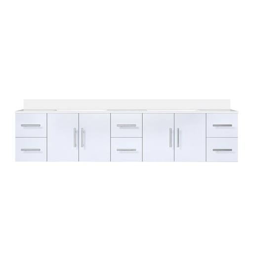 [LVG84DM300] Geneva 84 in. W x 22 in. D Glossy White Double Bath Vanity and Cultured Marble Top