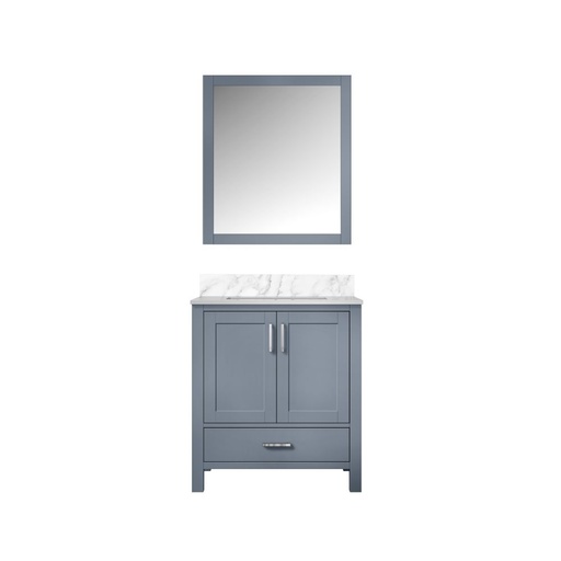 [LVJ30SB110] Jacques 30 in. W x 22 in. D Dark Grey Bath Vanity, Carrara Marble Top, and 28 in. Mirror