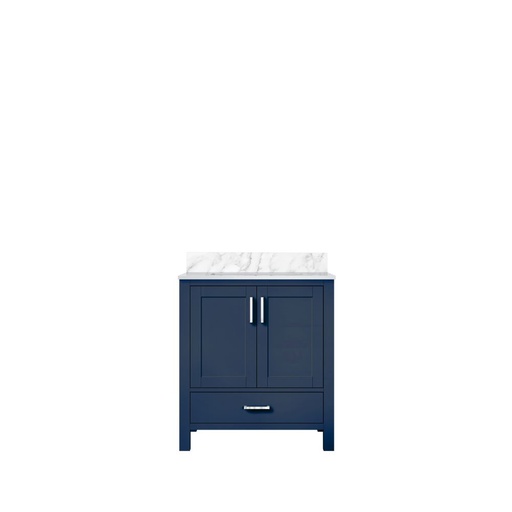 [LVJ30SE100] Jacques 30 in. W x 22 in. D Navy Blue Bath Vanity and Carrara Marble Top