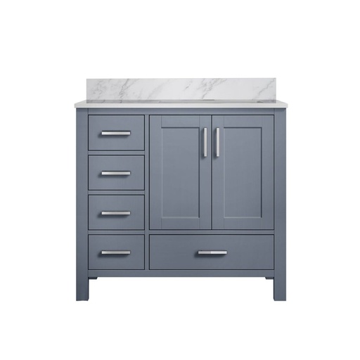 [LVJ36SB100R] Jacques 36 in. W x 22 in. D Right Offset Dark Grey Bath Vanity and Carrara Marble Top