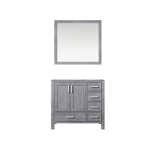[LVJ36SD010L] Jacques 36 in. W x 22 in. D Left Offset Distressed Grey Bath Vanity and 34 in. Mirrors