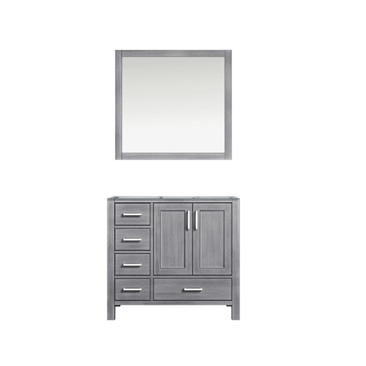 [LVJ36SD010R] Jacques 36 in. W x 22 in. D Right Offset Distressed Grey Bath Vanity and 34 in. Mirrors