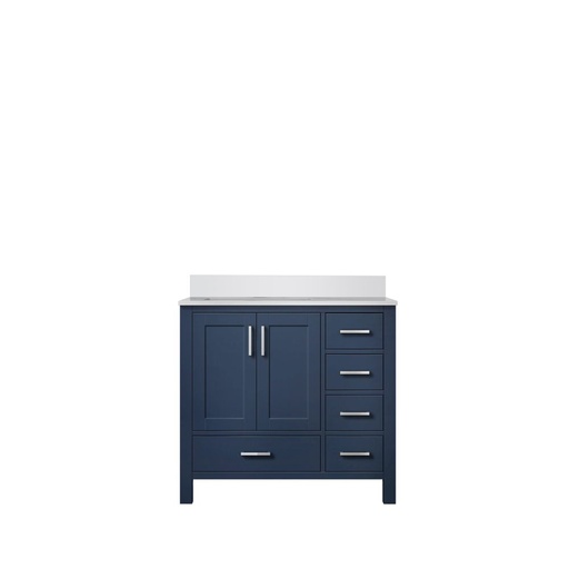 [LVJ36SE200L] Jacques 36 in. W x 22 in. D Left Offset Navy Blue Bath Vanity and White Quartz Top