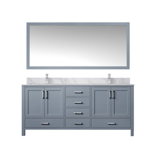 [LVJ60DB111] Jacques 60 in. W x 22 in. D Dark Grey Double Bath Vanity, Carrara Marble Top, Faucet Set, and 58 in. Mirror