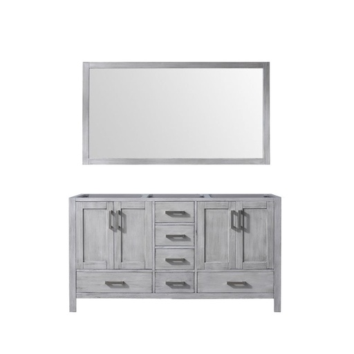 [LVJ60DD010] Jacques 60 in. W x 22 in. D Distressed Grey Double Bath Vanity and 58 in. Mirror