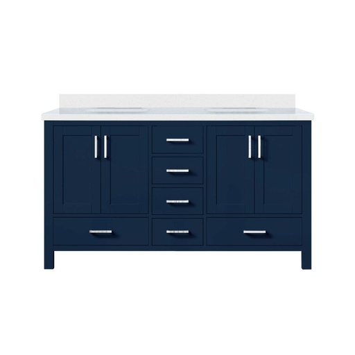 [LVJ60DE200] Jacques 60 in. W x 22 in. D Navy Blue Double Bath Vanity and White Quartz Top