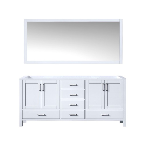 [LVJ72DA010] Jacques 72 in. W x 22 in. D White Double Bath Vanity and 28 in. Mirror
