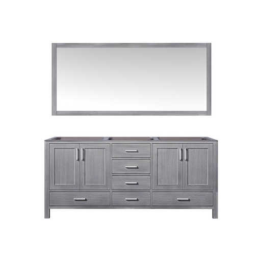 [LVJ72DD010] Jacques 72 in. W x 22 in. D Distressed Grey Double Bath Vanity and 28 in. Mirror